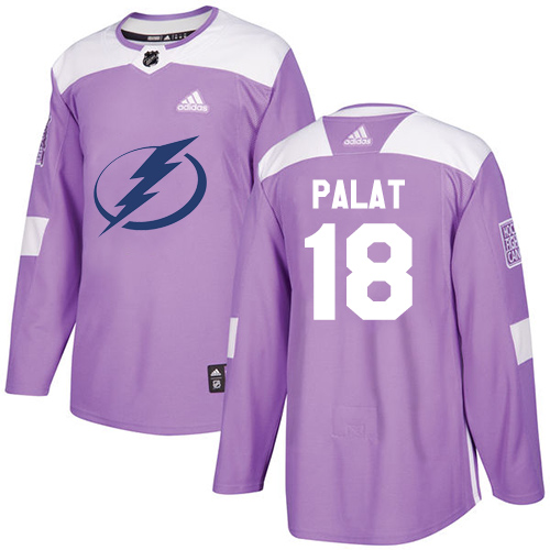 Adidas Lightning #18 Ondrej Palat Purple Authentic Fights Cancer Stitched NHL Jersey